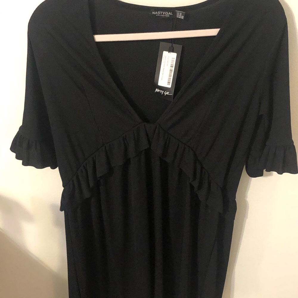 NWT black V neck dress